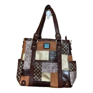 Jose Hess Patchwork Faux Leather Satchel NWOT